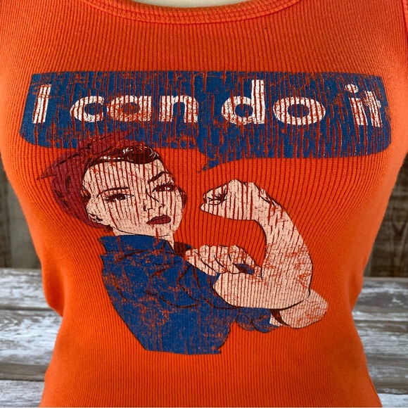 I can do it, Rosie the Riveter orange tank top, size medium, feminist tank top - Picture 2 of 11
